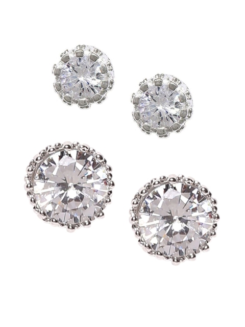 OOMPH Set of 2 Silver Toned Round Crown Design Cubic Zirconia Handcrafted Stud Earrings
OOMPH Set of 2 Silver Toned Round Crown Design Cubic Zirconia Handcrafted Stud Earrings