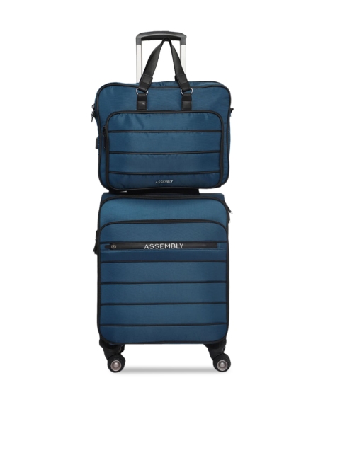 THE ASSEMBLY Unisex Blue Solid Cabin Overnighter Trolley With Laptop Messenger Bag
THE ASSEMBLY Unisex Blue Solid Cabin Overnighter Trolley With Laptop Messenger Bag
