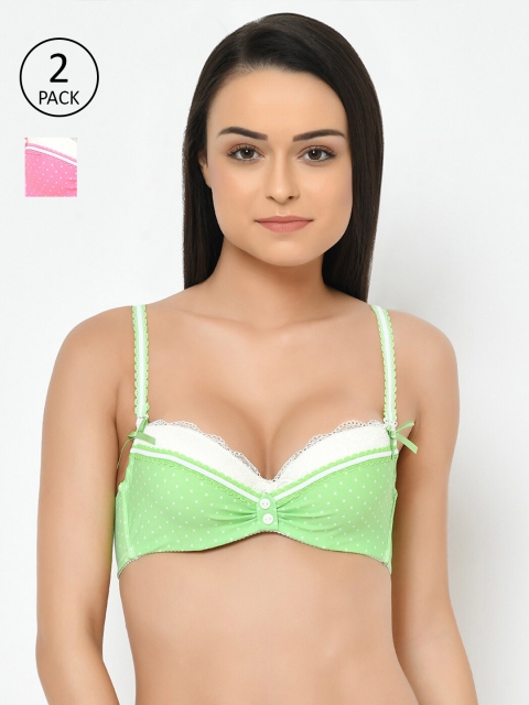 Cosmo Lady Pack of 2 Pink & Green Push-Up Bra