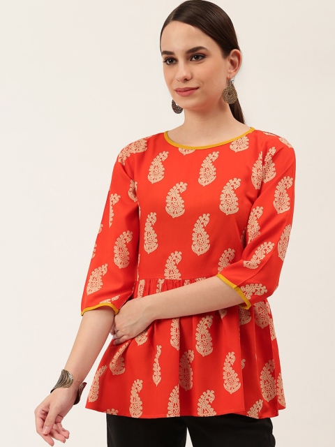 Rustorange Womans Orange A-Line Longline Top