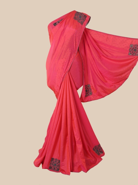 Pothys Pink Ethnic Motifs Beads and Stones Art Silk Saree