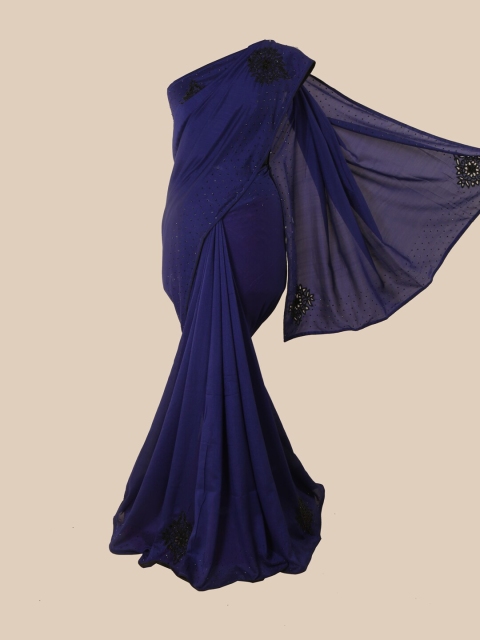 Pothys Navy Blue Embellished Art Silk Saree
