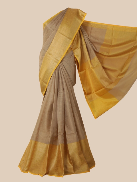 Pothys Beige & Yellow Jute Silk Saree