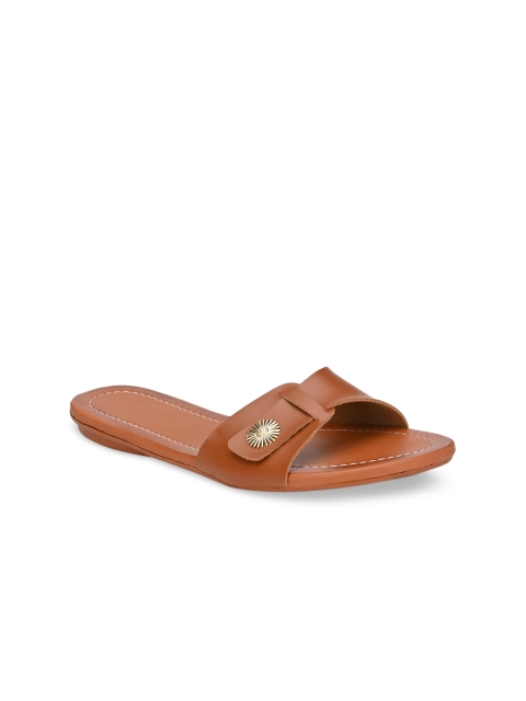 Trendigo Women Tan Open Toe Flats