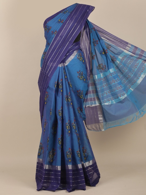 Pothys Navy Blue Floral Saree
