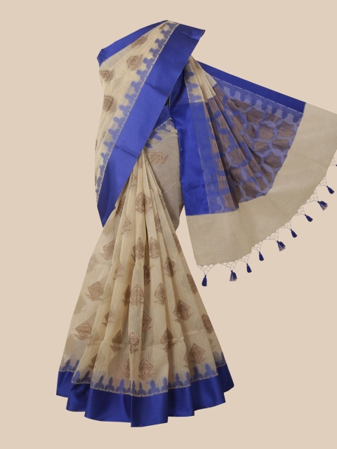 Pothys Beige & Brown Ethnic Motifs Saree