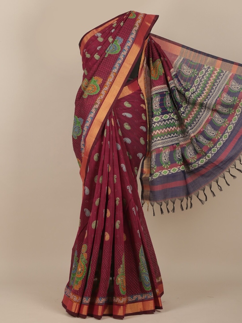 Pothys Purple & Blue Ethnic Motifs Saree