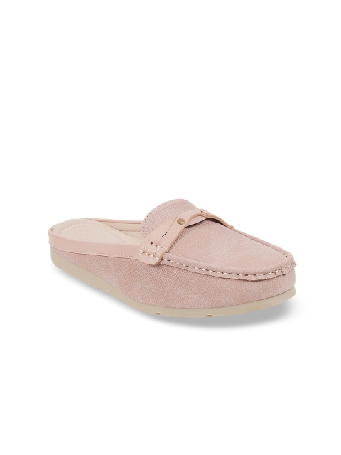 Mochi Women Pink Mules Flats