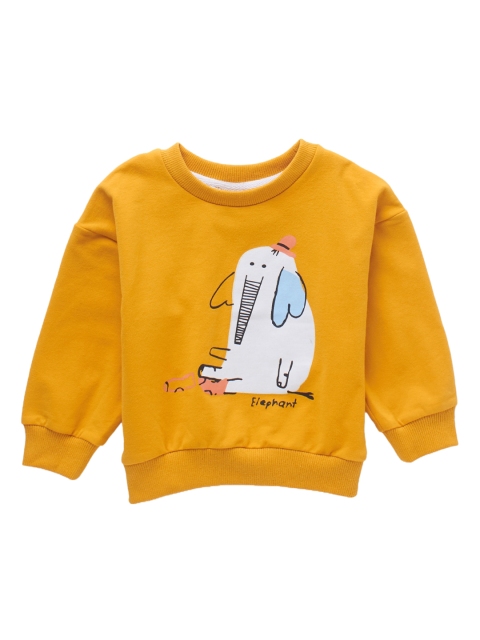 Like A Boss Kids Yellow Printed Sweatshirt