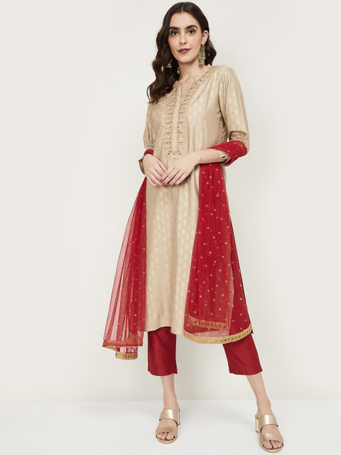 Melange by Lifestyle Women Beige And Red Printed Kurta with Trousers & Dupatta
Melange by Lifestyle Women Beige And Red Printed Kurta with Trousers & Dupatta