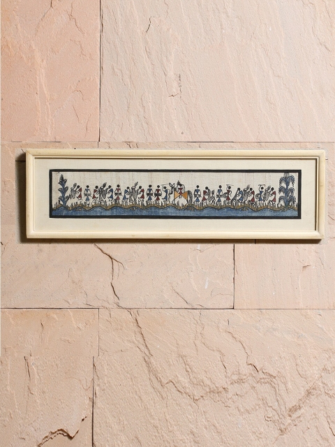 Aapno Rajasthan Maroon & Brown Pleasant Wooden Frame with Warli Paint on Silk