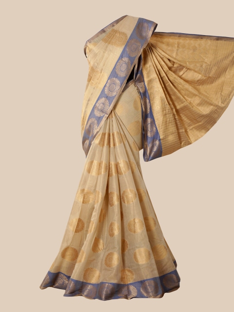 Pothys Cream Ethnic Motifs Zari Saree