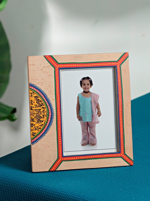 Aapno Rajasthan Brown & Orange Handcrafted Wooden Photo Frame TC1142_NEW
