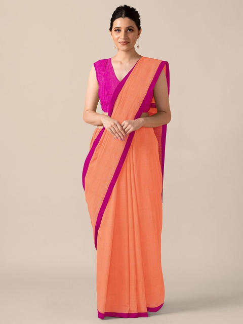 Taneira Orange & Pink Pure Cotton Saree