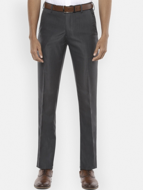 Van Heusen Men Grey Slim Fit Formal Trousers