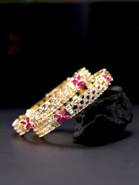 Yellow Chimes Women Set Of 2 Gold-Plated Pink & White AD-Studded Handcrafted Bangles
Yellow Chimes Women Set Of 2 Gold-Plated Pink & White AD-Studded Handcrafted Bangles