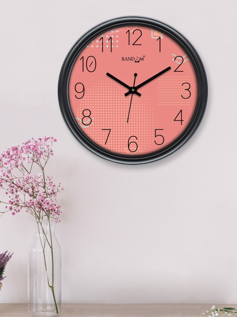 RANDOM Black & Pink Printed Contemporary 30.48 cm Wall Clock