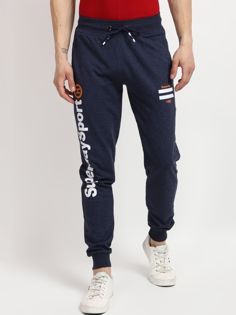 V2 Value & Variety Men Navy Blue & White Solid Straight-Fit Cotton Joggers