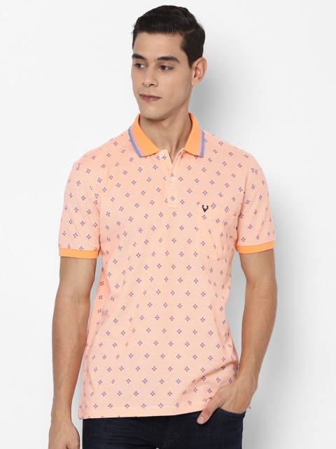Allen Solly Men Peach Printed Polo Collar T-shirt