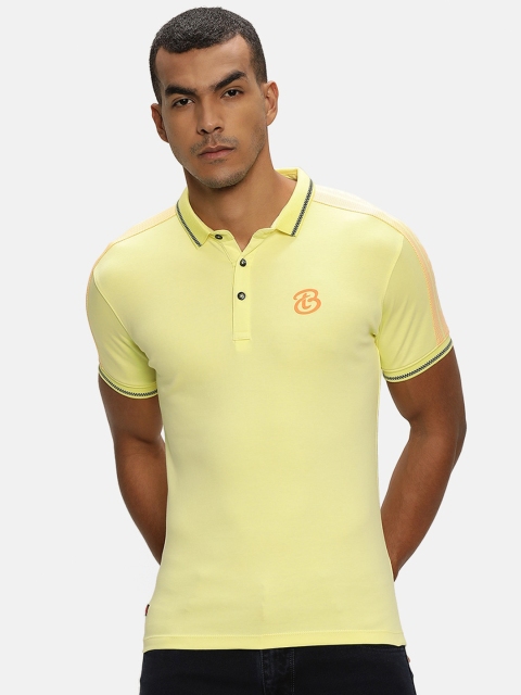 V2 Value & Variety Men Yellow Polo Collar T-shirt