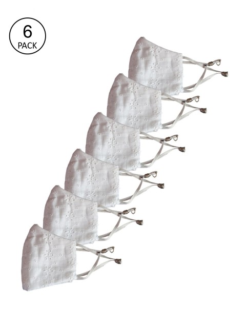 Bellofox Unisex Pack of 6 White Solid 3-Ply Reusable Pure Cotton Protective Outdoor Masks
Bellofox Unisex Pack of 6 White Solid 3-Ply Reusable Pure Cotton Protective Outdoor Masks