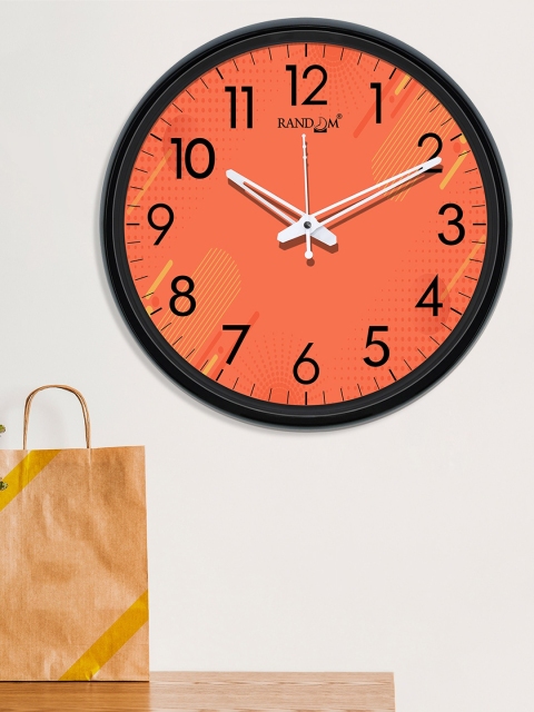 RANDOM Orange & Black Printed Contemporary Wall Clock