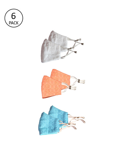 Bellofox Pack Of 6 Self-Design 3-Ply Pure Cotton Reusable Cotton Mask, White
Bellofox Pack Of 6 Self-Design 3-Ply Pure Cotton Reusable Cotton Mask, White