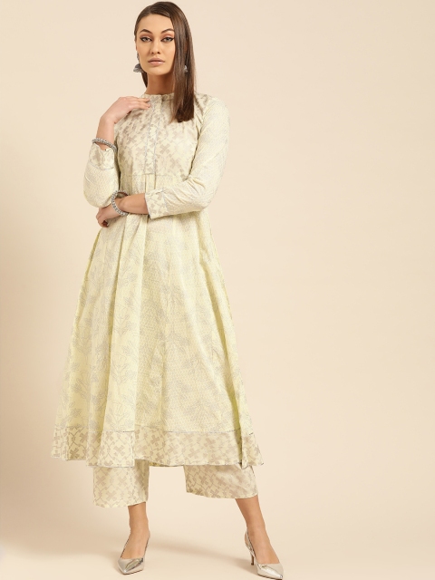 Libas Women Yellow Ethnic Motifs Printed Pure Cotton Kurta with Palazzos