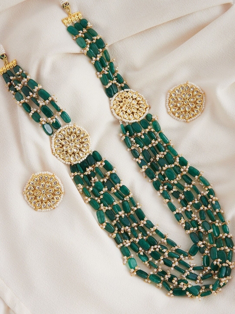GloBox By ZeroKaata Gold-Plated Green Kundan-Studded & White Beaded Handcrafted Jewellery Set
GloBox By ZeroKaata Gold-Plated Green Kundan-Studded & White Beaded Handcrafted Jewellery Set