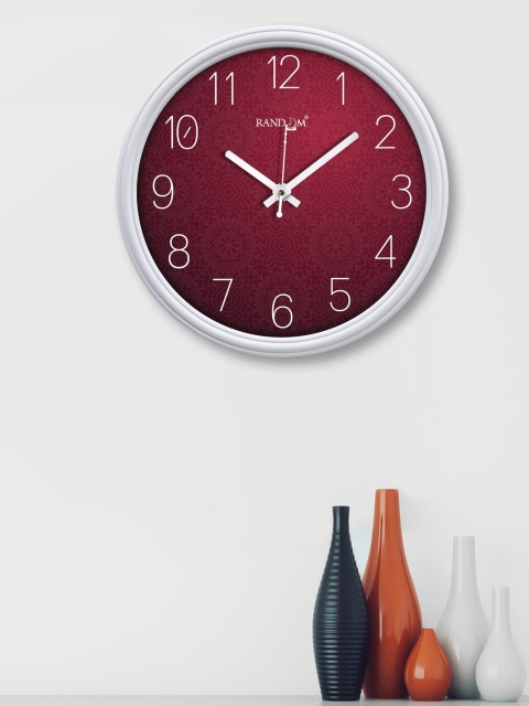 RANDOM Maroon & White Printed Contemporary 30 cm Analogue Wall Clock