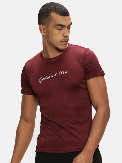 V2 Value & Variety Men Maroon Typography Printed T-shirt