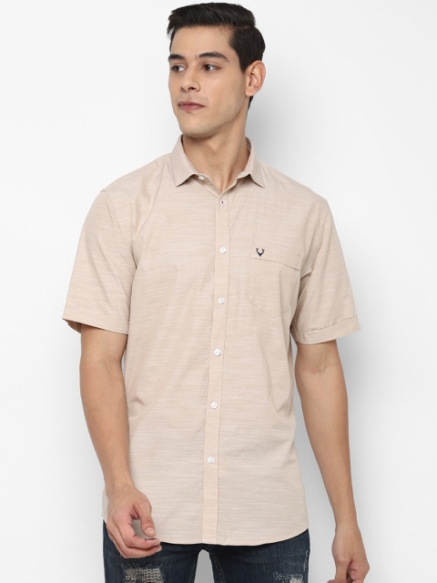 Allen Solly Men Beige Slim Fit Pinstripes Printed Casual Shirt