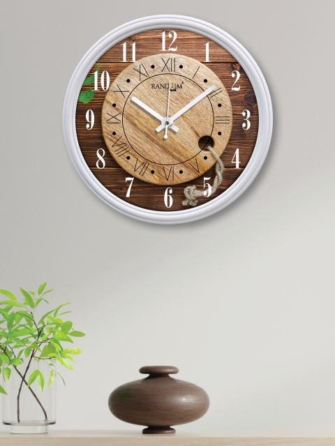 RANDOM Brown & White Printed Contemporary Wall Clock