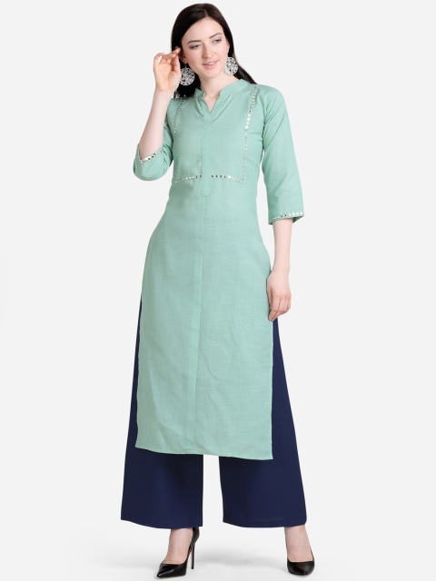 SAADHVI Women Green Kurta with Palazzos