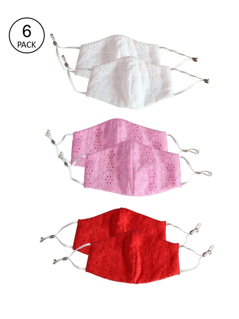 Bellofox Adults Peach & White Pack of 6 Embroidered 3-Ply Reusable Cotton Face Masks, Multi
Bellofox Adults Peach & White Pack of 6 Embroidered 3-Ply Reusable Cotton Face Masks, Multi