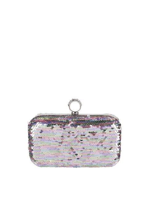 Mochi Silver Embellished Box Clutch