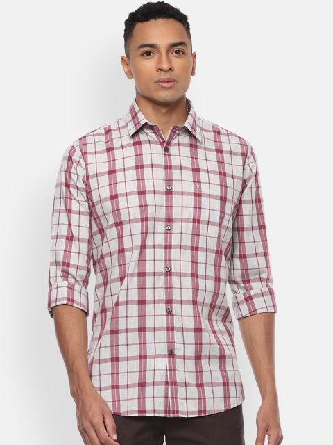 Van Heusen Sport Men White Slim Fit Tartan Checks Checked Casual Shirt