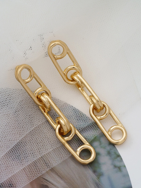 YoungWildFree Gold-Toned Contemporary Drop Earrings