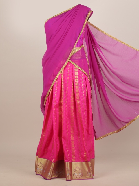 Pothys Pink & Lavender Woven Design Zari Half and Half Saree
