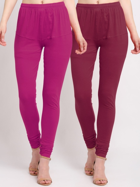 KLOTTHE Women Pack Of 2 Magenta Pink & Burgundy Solid Churidar-Length Cotton Leggings
KLOTTHE Women Pack Of 2 Magenta Pink & Burgundy Solid Churidar-Length Cotton Leggings