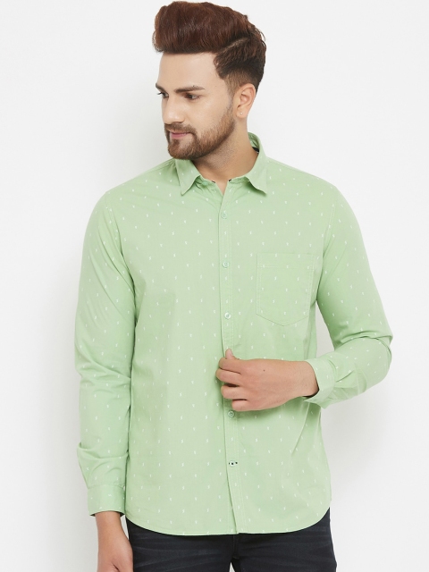 Canary London Men Green Slim Fit Printed Casual Shirt