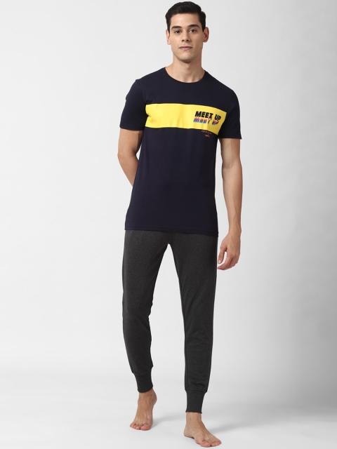 Peter England Men Navy-Blue & Charcoal Graphic Tracksuit