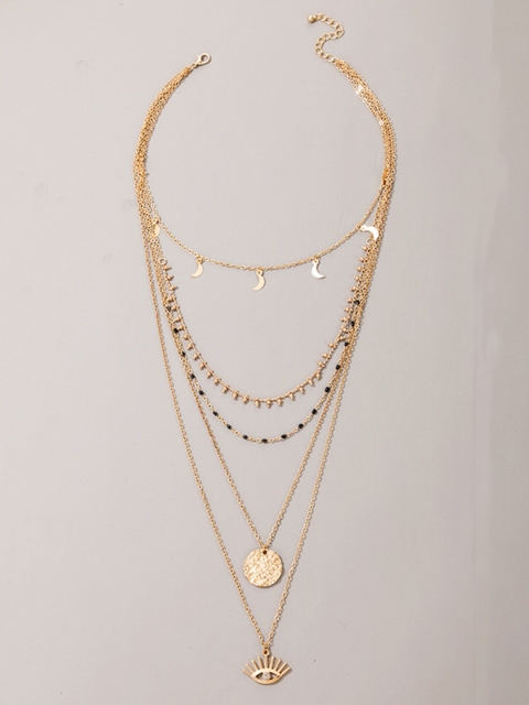 YoungWildFree Gold-Toned & White Brass Gold-Plated Layered Necklace