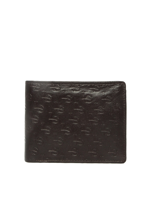 LOUIS STITCH Men Coffee Brown Textured Leather Two Fold Wallet with RFID