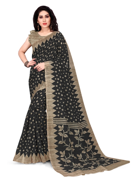 KALINI Black & Beige Art Silk Saree