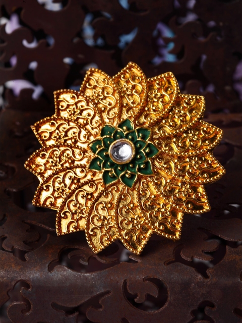 Shining Diva Gold-Plated Green & White Kundan-Studded Meenakari Adjustable Finger Ring
Shining Diva Gold-Plated Green & White Kundan-Studded Meenakari Adjustable Finger Ring