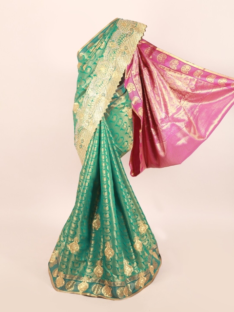 Pothys Green & Gold-Toned Woven Design Zari Art Silk Saree