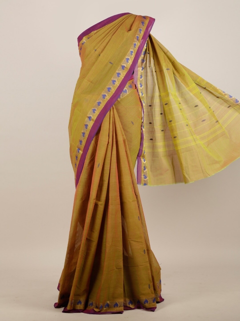 Pothys Green & Blue Ethnic Motifs Zari Pure Cotton Saree