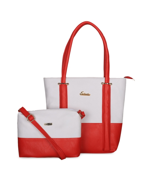 ESBEDA Red Colourblocked Shopper Tote Bag with a Sling Bag