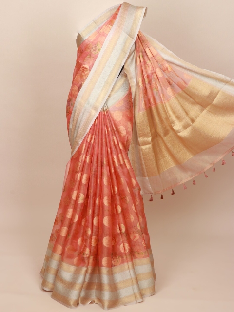 Pothys Pink & Gold-Toned Ethnic Motifs Art Silk Banarasi Saree